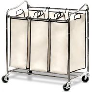 Simple Houseware Heavy-Duty 3-Bag Laundry Sorter Cart, Chrome