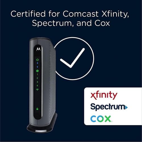 모토로라 [아마존베스트]MOTOROLA MG7315 8x4 Cable Modem Plus N450 Single Band Wi-Fi Gigabit Router with Power Boost, 343 Mbps Maximum DOCSIS 3.0 - Approved by Comcast Xfinity, Cox, Charter Spectrum