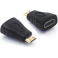 VCE 2-Pack HDMI Mini Adapter Gold Plated Mini HDMI to Standard HDMI Connector 4K Compatible for Camera, Camcorder, DSLR, Tablet, Video Card