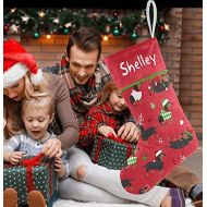 XOZOTY Personalized Christmas Green Gift Sausage Dog Christmas Stockings Customized Xmas Festive Gifts Home Fireplace Decor 17.52 x 7.87 Inch
