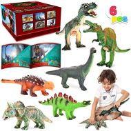 JOYIN 6 Pack 12’’ to 14’’ Educational Realistic Dinosaur Figures with Dinosaur Booklet