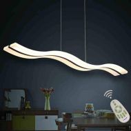 FEIY - Pendant Lights Dining Room Light LED Dimmable Wavy Design Ceiling Chandelier Modern Sitting Room Light Fixture Minimalism Acrylic Bedroom Living Room Kitchen Island Decor Remote Control Pendant L