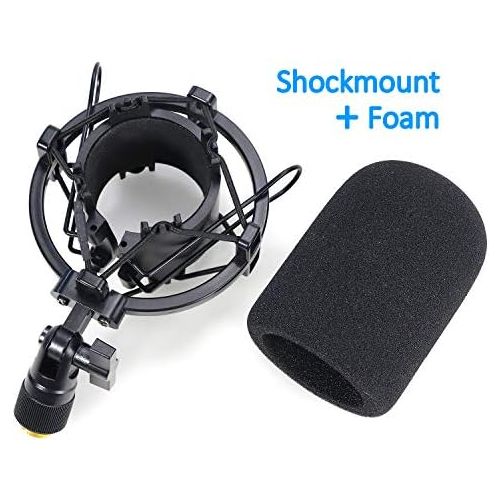  [아마존베스트]YOUSHARES AT2020 Shock Mount with Pop Protection - Microphone Shock Mount with Windshield Reduces Vibration Noise for Audio Technica AT2020 AT2035 ATR2500