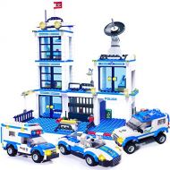 WishaLife City Police Station Building Kit, Police Car Toy, City Police Sets, with Escort Car, Prison Van, Cruiser, Best Learning & Roleplay STEM Toys Gift for Boys and Girls 6-12 (818 Piece