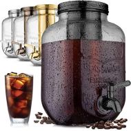 1 Gallon Cold Brew Coffee Maker with EXTRA-THICK Glass Carafe & Stainless Steel Mesh Filter - Premium Iced Coffee Maker, Cold Brew Pitcher & Tea Infuser - by Zulay Kitchen (Black)