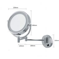 Household Products Bathroom Vanity Mirror Dressing Led Lighted Makeup Mirror, 5X Adjustable Magnification Wall Mount Mirror 360° Extendable Swivel Vanity Mirror, Household, Silver, 21.5cm
