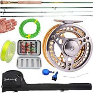 [아마존베스트]Sougayilang Fly Fishing Rod with Lightweight Portable Fly Rod and Fly Reel, Complete Starter Pack (Golden-7/8)