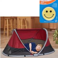 KidCo PeaPod Portable Travel Bed - Cranberry with Happy Face Night Light