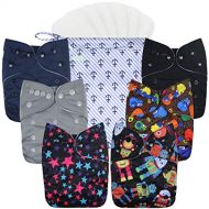 Wegreeco Washable Reusable Baby Cloth Pocket Diapers 6 Pack + 6 Inserts + 1 Wet Bag