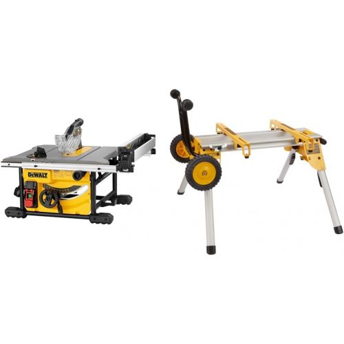  DEWALT Table Saw for Jobsite, Compact, 8-1/4-Inch with Table Saw Stand, Mobile/Rolling (DWE7485 & DW7440RS)