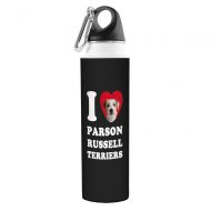 Tree-Free Greetings VB49096 I Heart Parson Russell Terriers Artful Traveler Stainless Water Bottle, 18-Ounce, White and Tan