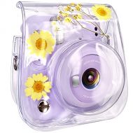 Elvam Camera Case Bag Purse Compatible with Fujifilm Mini 11 / Mini 9 / Mini 8/8+ Instant Camera with Detachable Adjustable Strap - (Yellow Flower)