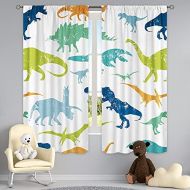 [아마존베스트]Cinbloo Cartoon Dinosaur Curtains Rod Pocket Colorful Dino Kids Jurassic Cute Wildlife Silhouettes Boys Art Printed Living Room Bedroom Window Drapes Treatment Fabric 2 Panels 42 (