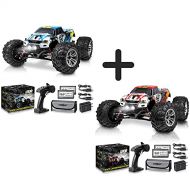 LAEGENDARY 1:10 Scale Large RC Cars 50+ kmh Speed - Boys Remote Control Car 4x4 Off Road Monster Truck Electric - All Terrain Waterproof Toys Trucks for Kids and Adults - Blue-Yellow and Red-