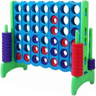 Giant 4 in A Row, 4 to Score  CHOOSE YOUR SET: PREMIUM OR STANDARD Plastic Four Connect Game in JUMBO (4FT) OR JUNIOR (3FT) Set with 44 Rings by Rally and Roar