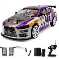 Nsddm 1/10 Scale EVO RC Car, 70km/h High Speed with 2 Rechargeable Battery， 2.4G Remote Control Vehicle, 4×4 Drift Racing Car, Amateur Rc Truck for Adult (Color : Purple)