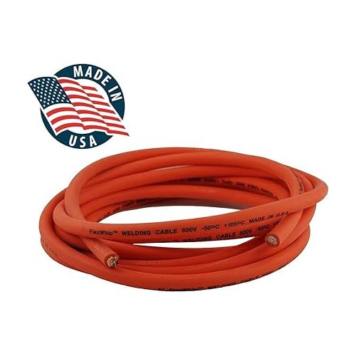  WeldingCity 15-ft 2-AWG USA-made Welding Cable (Orange Red) with Stick Electrode Holder Stinger and Tweco-type Twistlock Connector Plug for Welder Whip Lead