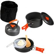 BESPORTBLE 1 Set Camping Cookware Kit Kit Backpacking Hiking Outdoors Gear Lightweight Cookset Durable Pot Pan Bowls Essential Camping Accessories