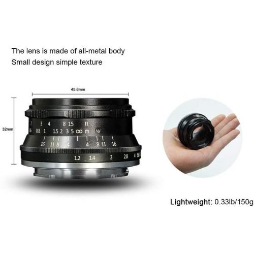  [아마존베스트]Factory Direct 7artisans 35mm F1.2 APS-C Manual Focus Lens Widely Fit for Compact Mirrorless Cameras Canon Camera M1 M2 M3 M5 M6 M10 EOS-M Mount (Black)
