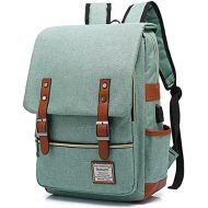 [아마존베스트]UGRACE Vintage Laptop Backpack with USB Charging Port, Elegant Water Resistant Travelling Backpack Casual Daypacks School Shoulder Bag for Men Women, Fits up to 15.6Inch MacBook in
