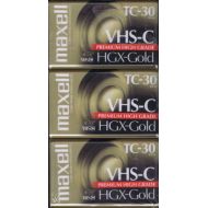 Maxell 203090 VHS-C TC-30 HGX Gold Camcorder Videocassette (3-Pack)