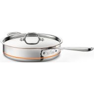All-Clad Copper Core 5-Ply Stainless Steel Saute Pan with Steel Lid 3 Quart Induction Oven Broiler Safe 600F Pots and Pans, Cookware Silver