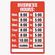 Cosco Business Hours Sign Kit, 15 x 19, Red
