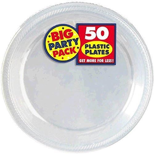  Amscan Big Party Pack Clear Plastic Plates | 10.25 | Pack of 50 | Party Supply