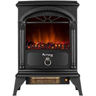 e Flame USA Hamilton Compact Freestanding Electric Fireplace Space Heater 3 D Wood Burning Flame (Matte Black)