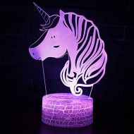 KAIYED Decorative Table Lamp Unicorn Head 1 Theme 3D Lamp Led Night Light 7 Color Change Touch Mood Lamp Christmas Present