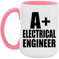 Gifts, A+ Electrical Engineer, 15oz Accent Coffee Mug Pink Ceramic Tea-Cup with Handle, for Birthday Anniversary Valentines Day Mothers Fathers Day Party, to Men Women Him Her Friend Mom