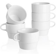 [아마존베스트]Sweese 411.001 Porcelain Cappuccino Cups - Stackable Coffee Cups - 6 Ounce for Specialty Coffee Drinks, Cappuccino, Mocha and Tea - Set of 6, White