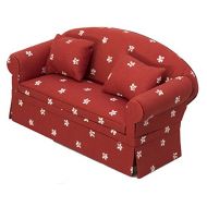 Inusitus Miniature Dollhouse Sofa - Dolls House Furniture Couch - 1/12 Scale (Red with dots)