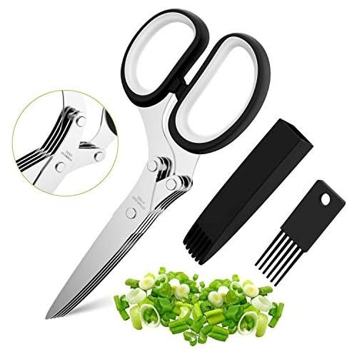  [아마존베스트]JOFUYU Herb Scissors Set - Multipurpose Cutting Shears with 5 Stainless Steel Blades - Ideal for Cutting Salad, Vegetables, Basil, Parsley, Cilantro - Sharp and Easy to Use - Dishwasher S