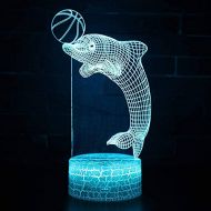 KAIYED Decorative Table Lamp Play Ball Dolphin Theme 3D Lamp Led Night Light 7 Color Change Touch Mood Lamp Christmas Present