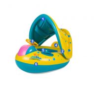 Treslin Safe Inflatable Baby Swimming Ring Pool， PVC Baby Infant Swimming Float Adjustable Sunshade Seat Swimming Pool