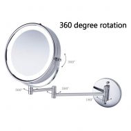 Makeup mirror LED Double-Sided Folding Wall Hanging Telescopic 8.5 Inch 360 Degree Rotating Touch Dimming 5 Times Magnifying Glass