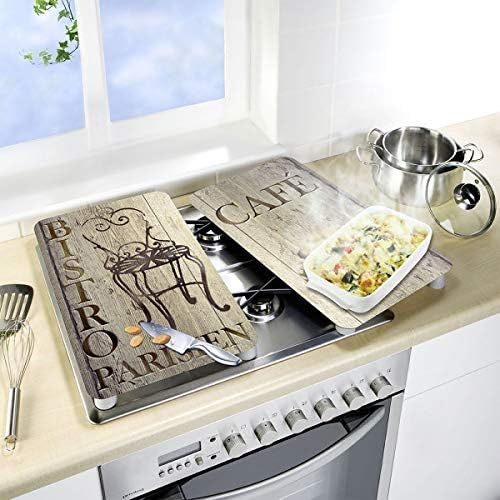  [아마존베스트]Wenko 2521310100 Universal cover plates Bistro set of 2, for all types of cookers, Glass Tempered glass, 30 x 1.84.5 x 52 cm, Multicoloured