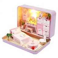 Roroom Dollhouse Miniature with Furniture, DIY Wooden Doll House Kit Iron Box Theater Style . 1:24 Scale Creative Room Idea Best Gift for Friend Lover