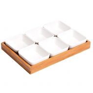 HMANE Ceramic Sauce Dish Divided Dipping Bowl Tray Condiment Dish Storage Tray for Kitchen Spices Vinegar Nuts Sushi Vinegar - (Six Compartments)
