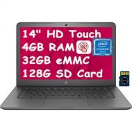 HP Chromebook 14 Laptop Computer I 14?HD Touchscreen Display I Intel Core Celeron N3350 I 4GB RAM 32GB eMMC 128G SD Card I B&O Webcam HDMI USB-C Chrome OS + 32GB Micro SD Card