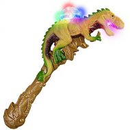 ArtCreativity T-Rex LED Light Up Dinosaur Wand Growling Sound Effects - Spinning Flashing Dome with Kaleidoscope Effect - Batteries Included - 13 Inch Illuminating Animal Wand for