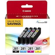 Canon CLI-281 Black, Cyan, Magenta and Yellow 4 Ink-Pack, Compatible to IB4120, MB5420, MB5120, IB4020, MB5020, MB5320