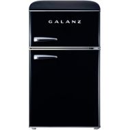 Galanz Retro Compact Mini Fridge with Freezer, 2-Door, Energy Efficient, Small Refrigerator for Dorm, Office, Bedroom, 3.1 cu ft, Black