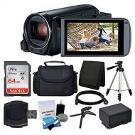 Canon VIXIA HF R800 Camcorder (Black) + SanDisk 64GB Memory Card + Digital Camera/Video Case + Extra Battery BP-727 + Quality Tripod + Card Reader + Tabletop Tripod/Handgrip - Delu