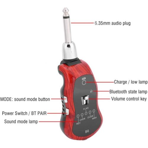  [아마존베스트]Acogedor Wireless Guitar System Electric Guitar Effects Bluetooth Guitar Effect - Portable Rechargeable Durable USB Bluetooth 5 Sound Mode 6.35mm Guitar Synthesize Connector