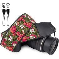 Wolven Vintage Jacquard Weave Camera Neck Shoulder Strap Belt Compatible with All DSLR/SLR/Digital Camera (DC)/Instant Camera/Polaroid etc (Green Floral)