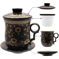 [아마존베스트]Tea Talent Porcelain Tea Cup with Infuser Lid and Saucer Sets - Chinese Jingdezhen Ceramics Coffee Mug Teacup Loose Leaf Tea Brewing System for Home Office