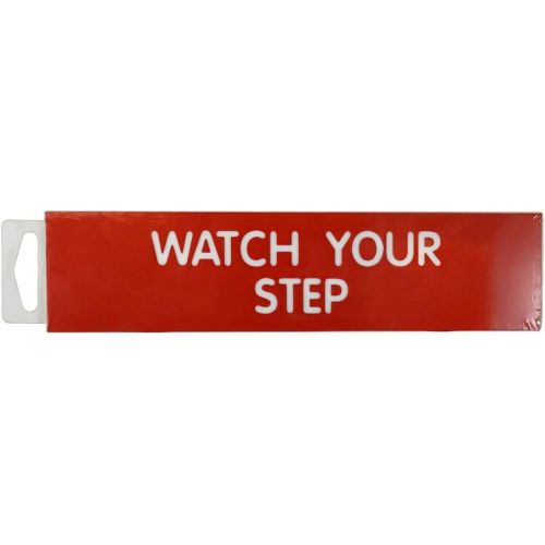  Cosco Sign, Red Engraved, Watch Your Step, 2 x 8 Inches (098008)