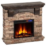 e-Flame USA Kodiak LED Electric Fireplace Stove - Faux Wood and Stone Mantel - Remote - 3D Log and Fire - Fall 2021 Improved Packaging